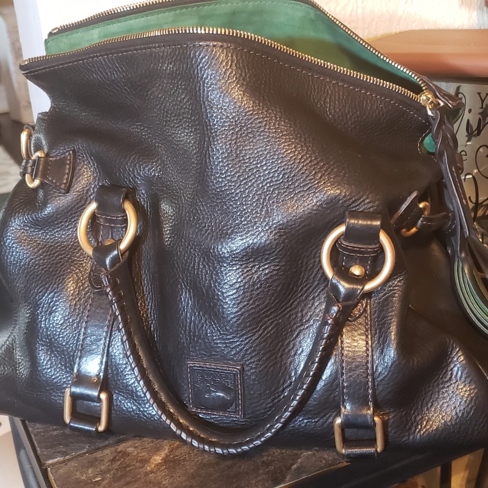 Large black florentine leather dooney